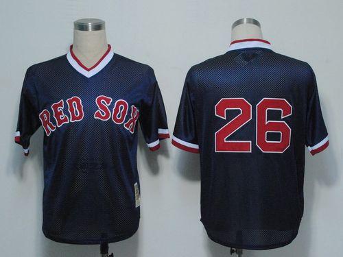 Mitchell And Ness 1991 Red Sox #26 Wade Boggs Dark Blue Stitched Throwback MLB Jersey - Click Image to Close